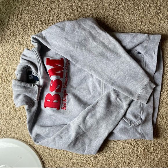 Unisex Large Grey and Red Hooded Sweatshirt size large - Picture 1 of 3